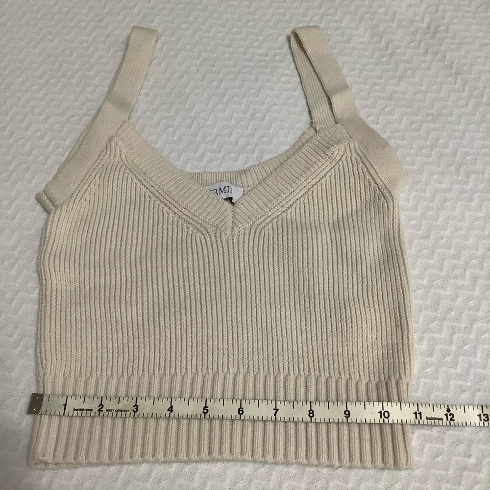 Intermix XS (P) Beige cotton knitted Tank Top Scoop Neck (0147) - Picture 7 of 9